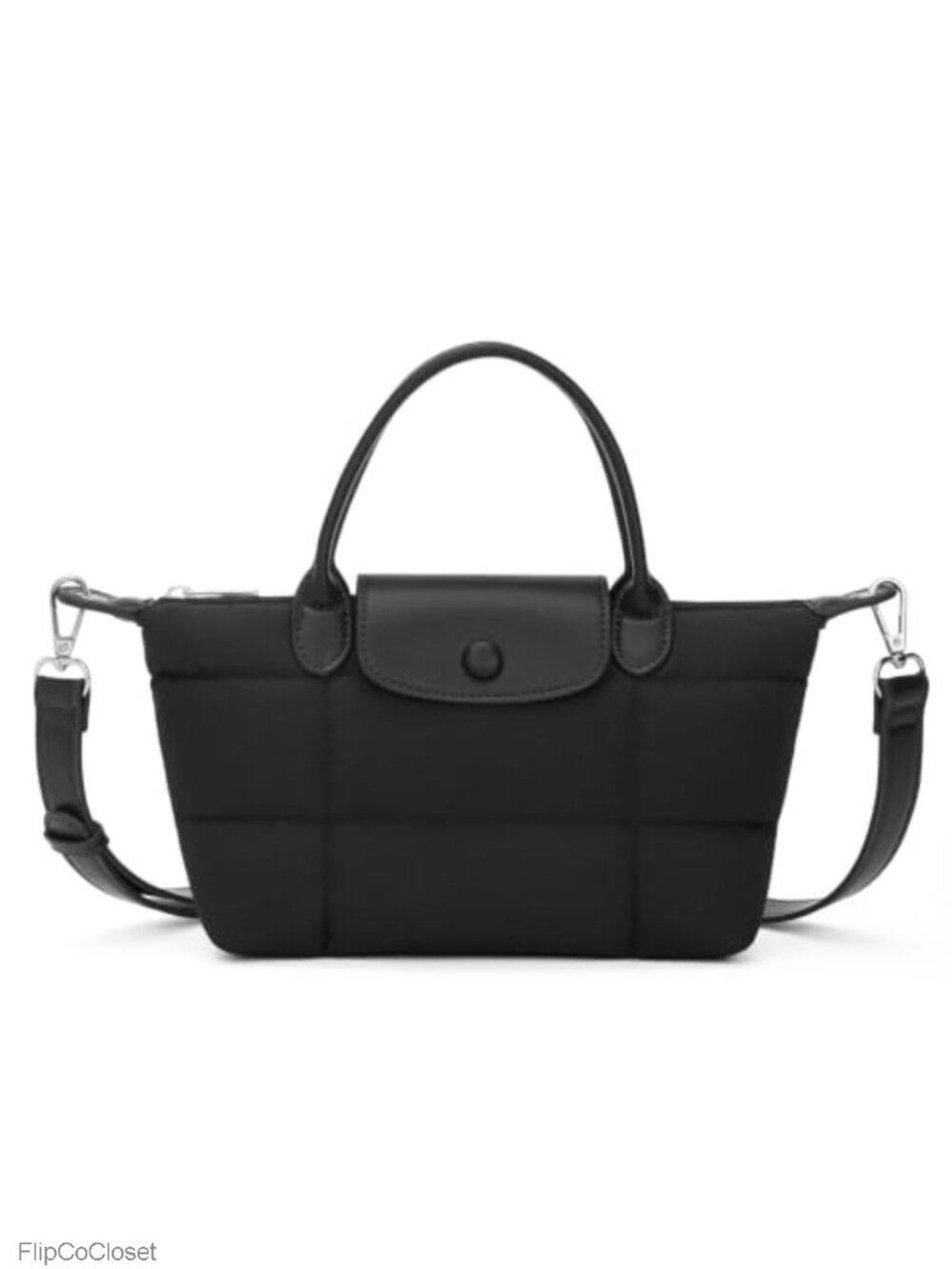 Quilted Puffer Crossbody Bag Adjustable Strap Vegan Leather Mini Handbag